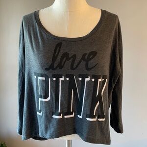 Victoria Secret PINK oversized relaxed LOVE SOFT top. Size Small charcoal grey